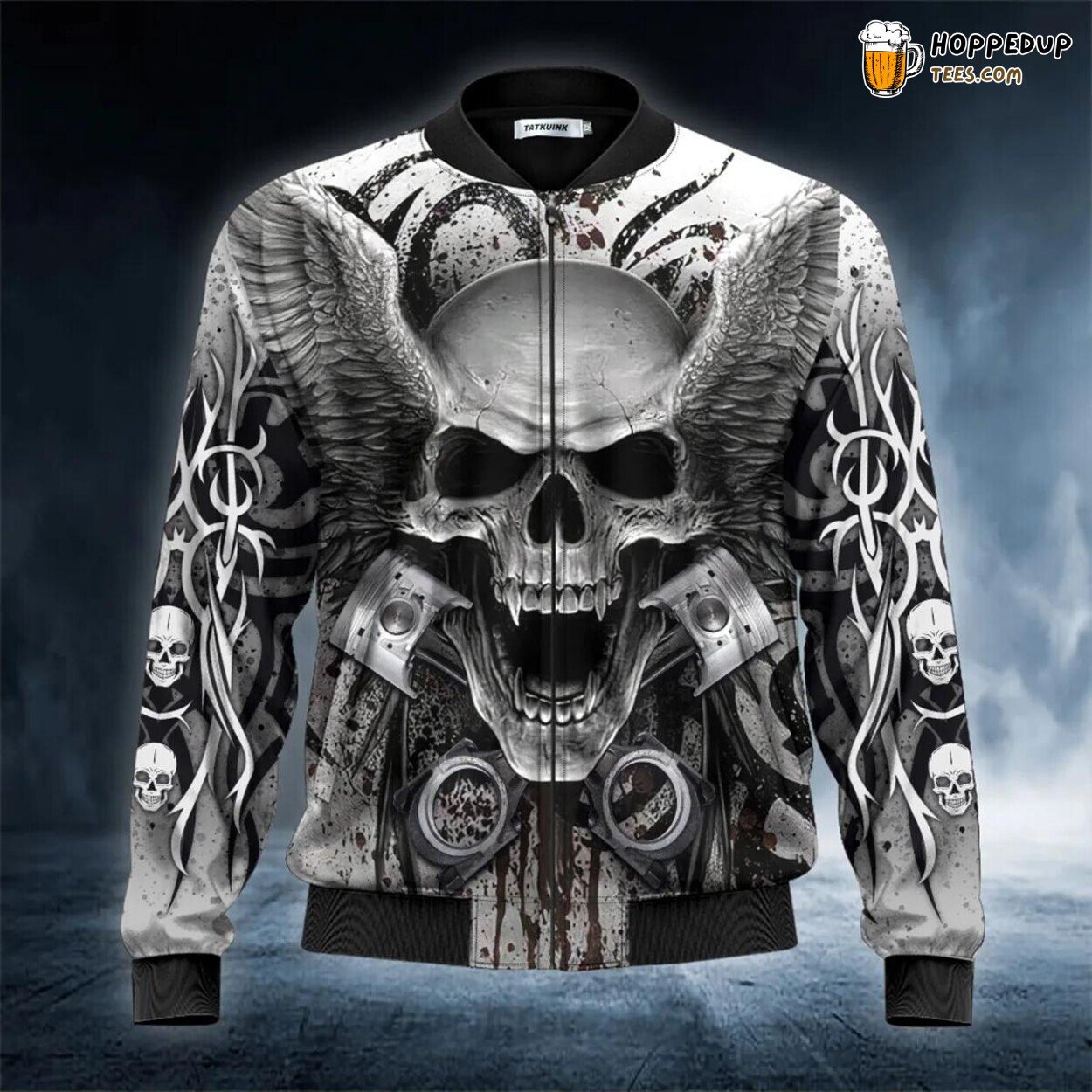 King Skull Wings Unique Bomber Jacket 3D Print Viking Graphic Exclusive Tees