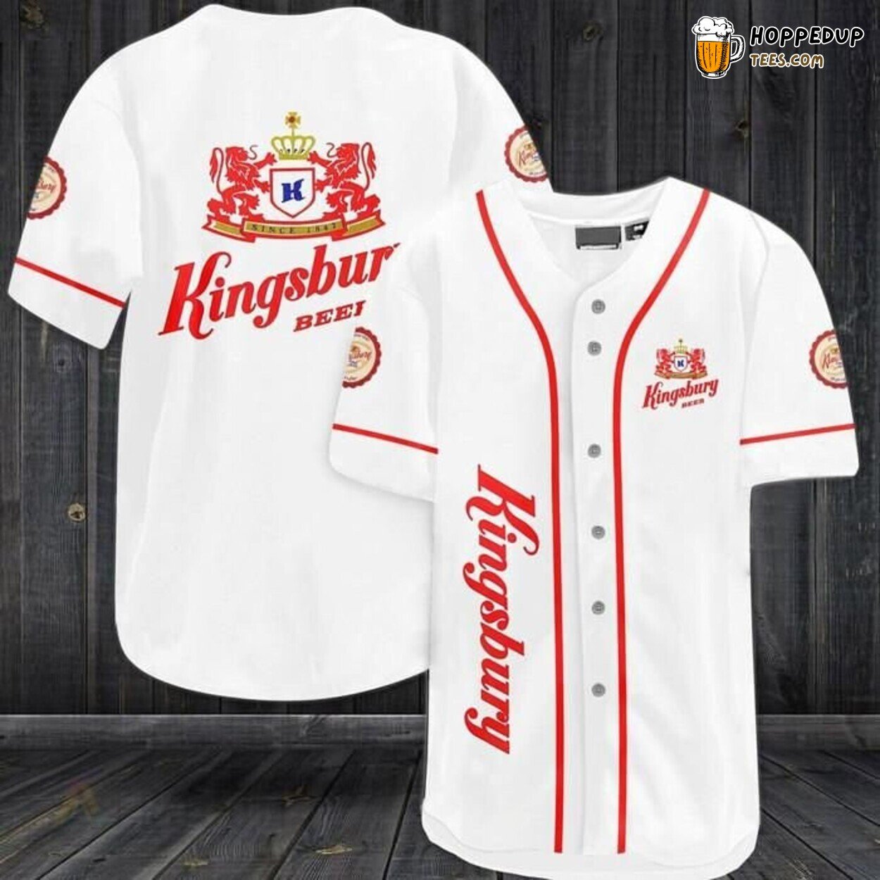 Kingsbury Beer White Enthusiast Baseball Jersey Collectible Sportswear
