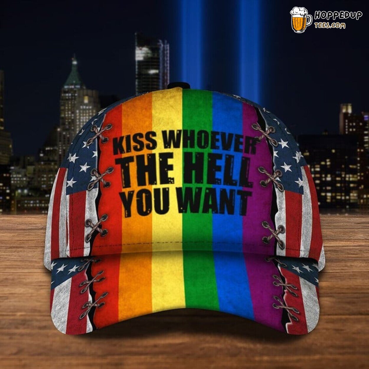 Kiss Whoever You Want LGBT American Flag Pride 3D Cap Special Design