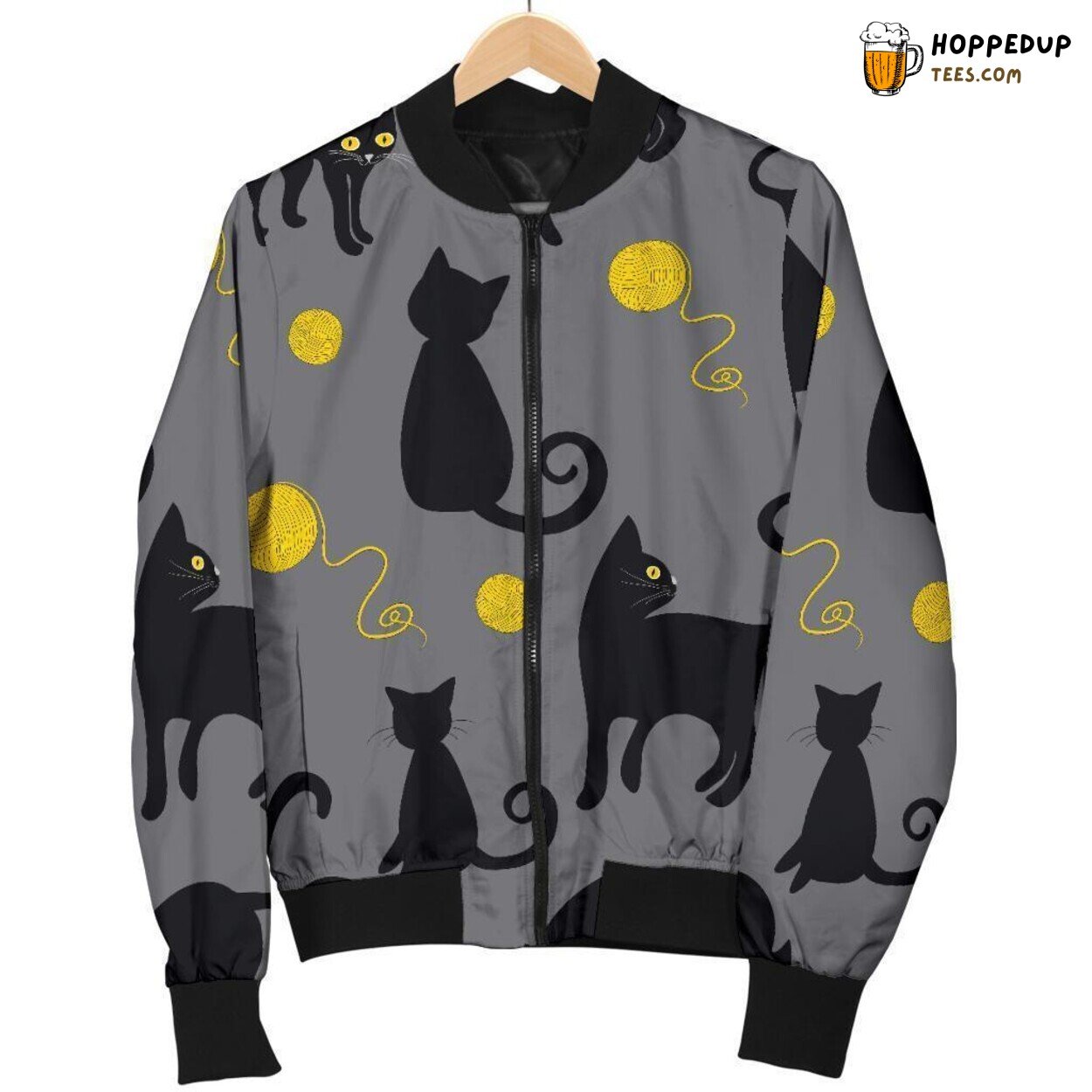 Knitted Black Cat Tribute Men’s Bomber Jacket Unique Pattern Essence Art Knitted Black Cat Tribute Men’s Bomber Jacket Unique Pattern Essence Art