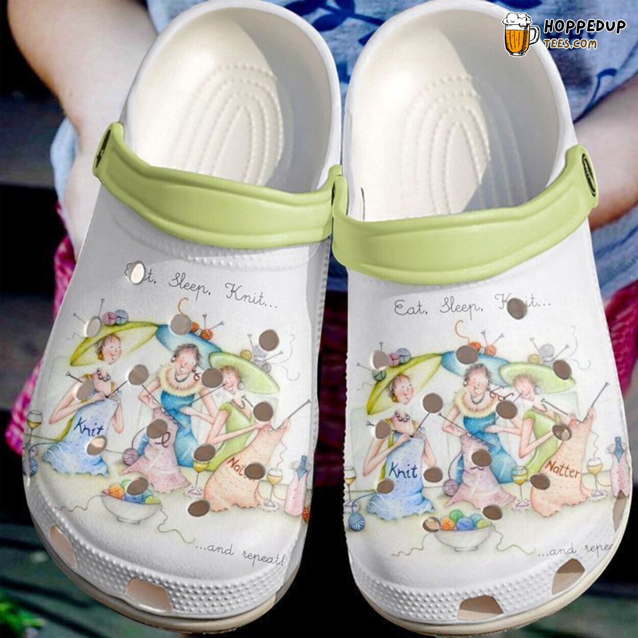 Knitting Eat Sleep Knit Classic Themed Comfortable Unique Design Clogs