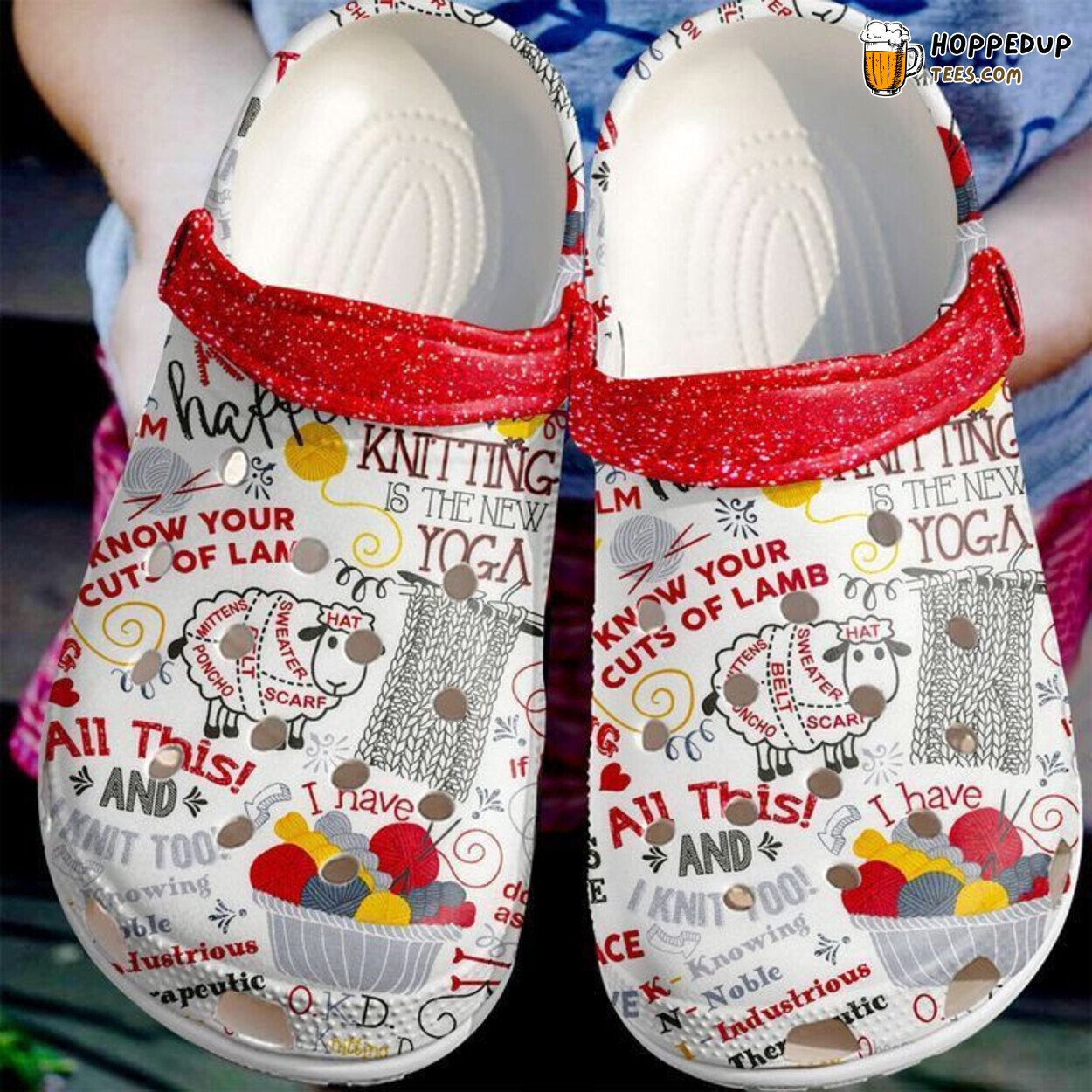 Knitting Jokes Themed Rubber Clog Shoes Comfy Footwear for Craft Lovers