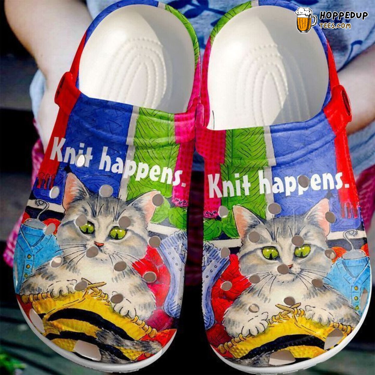 Knitting Knit Happens Classic Themed Comfortable Unique Design Clogs