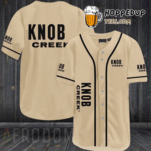 Knob Creek Themed Beige Baseball Jersey Distinctive Unique Whiskey Design