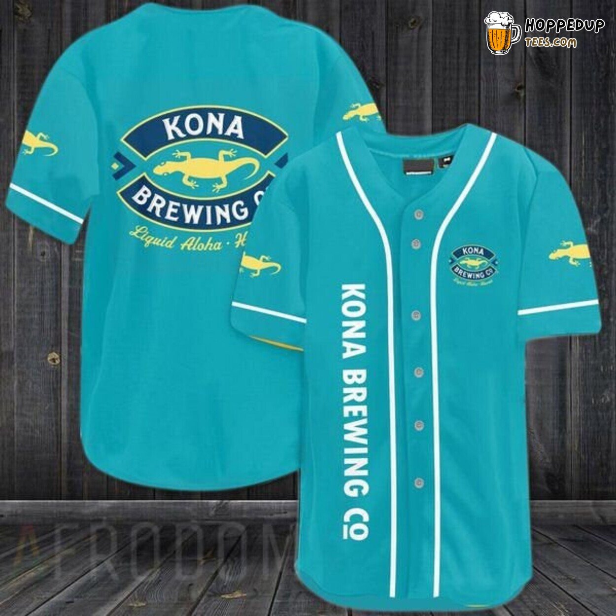 Kona Brewing Co. Blue Casual Beer Fan Baseball Jersey