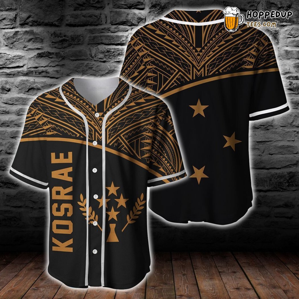 Kosrae Micronesia Curve Gold Style Baseball Tee Jersey Shirts 3D Kosrae Micronesia Curve Gold Style Baseball Tee Jersey Shirts 3D