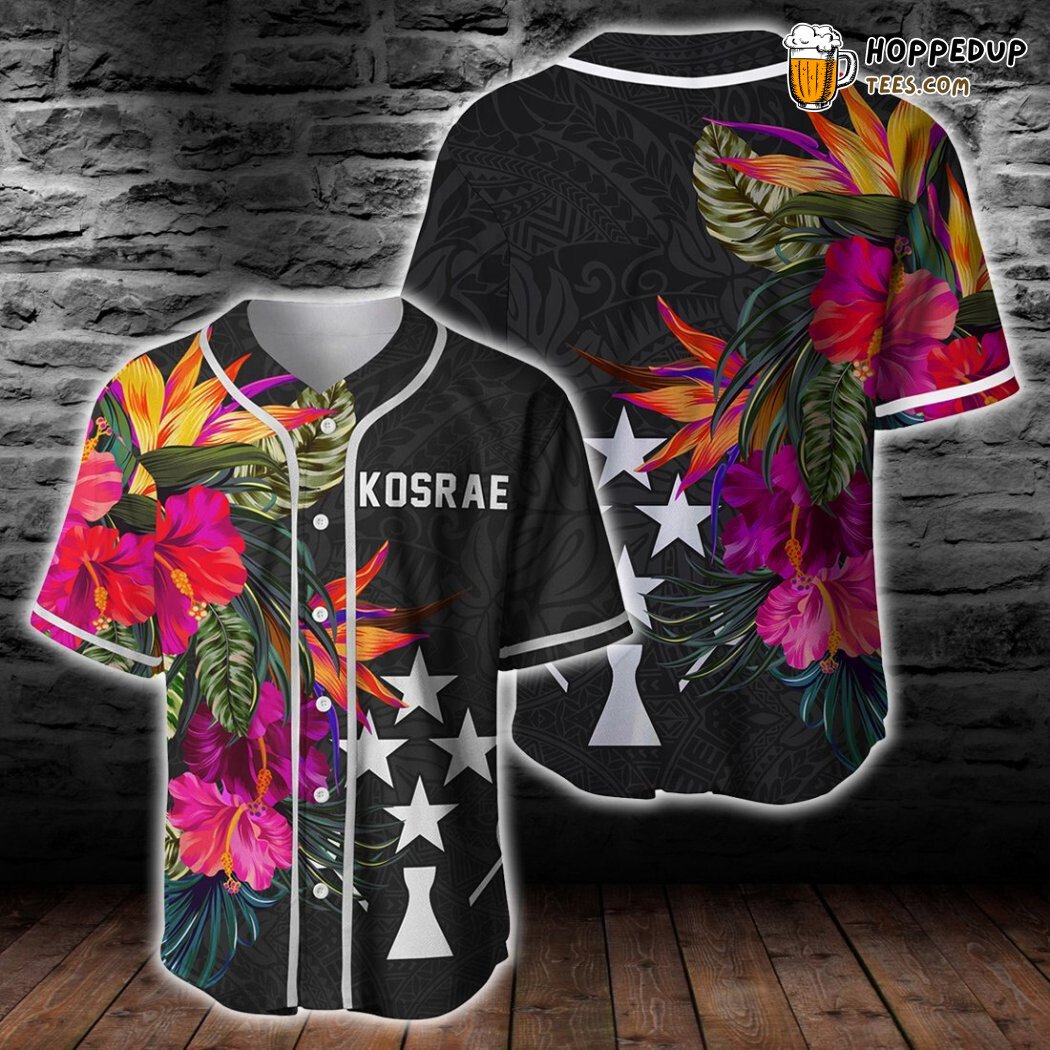 Kosrae Micronesian Hibiscus Tropical Baseball Tee Jersey Shirts 3D Kosrae Micronesian Hibiscus Tropical Baseball Tee Jersey Shirts 3D