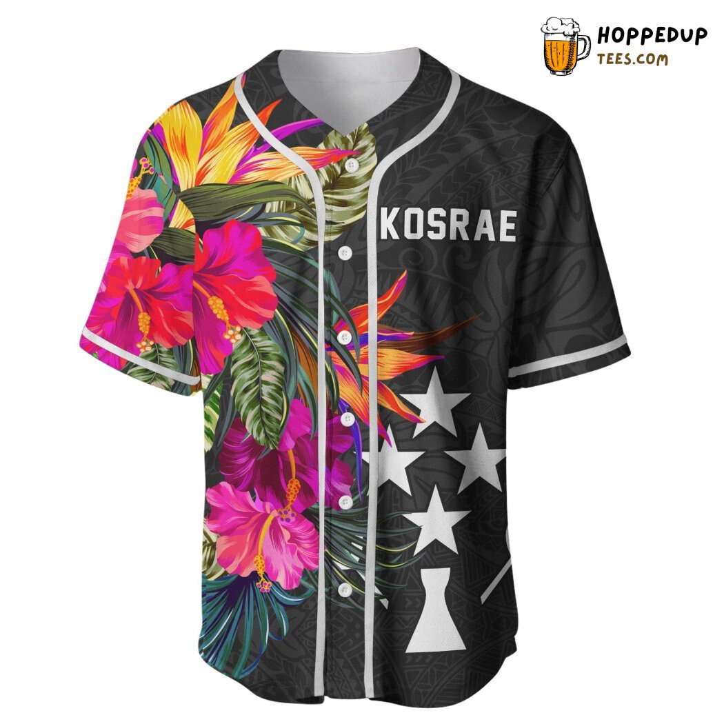 Kosrae Micronesian Hibiscus Tropical Baseball Tee Jersey Shirts 3D