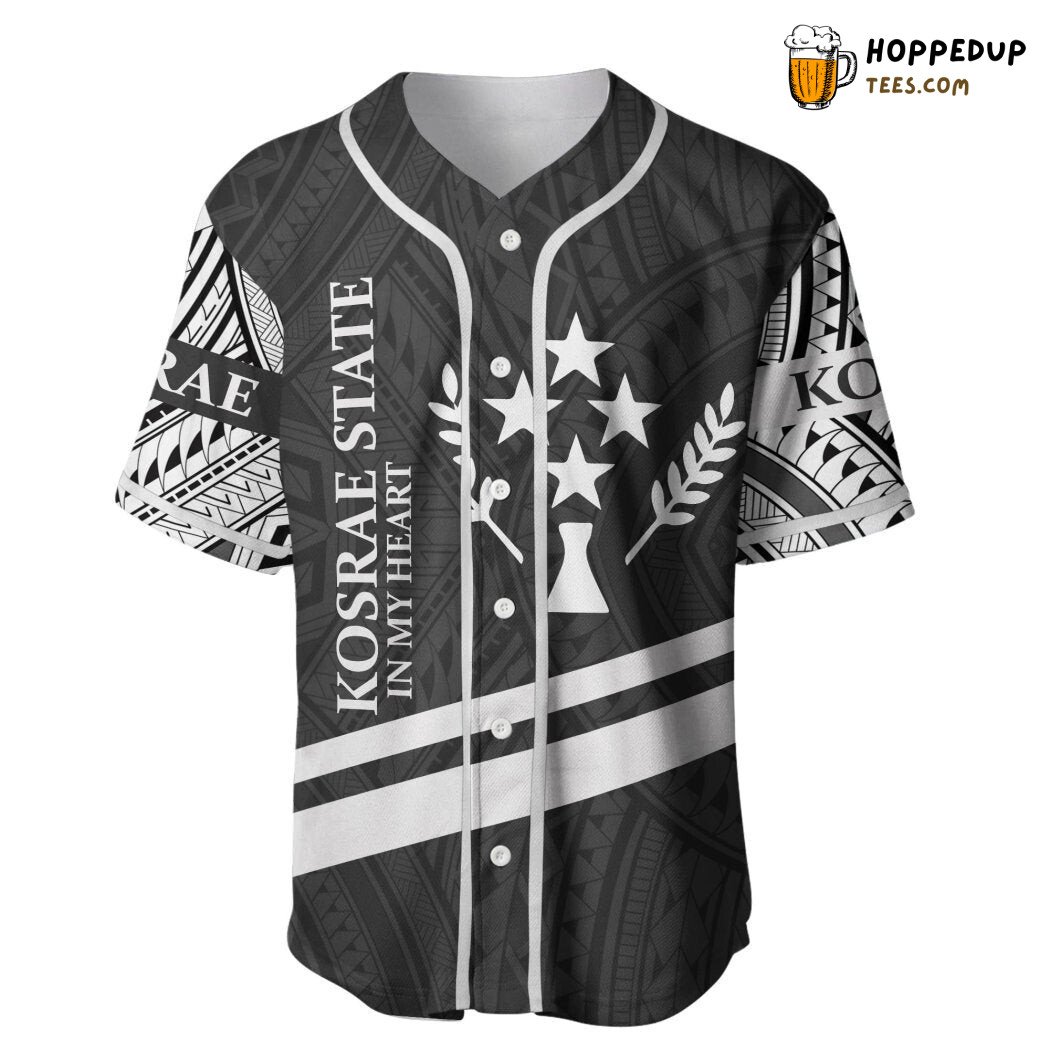 Kosrae State In My Heart Polynesian Pattern Baseball Tee Jersey Shirts 3D