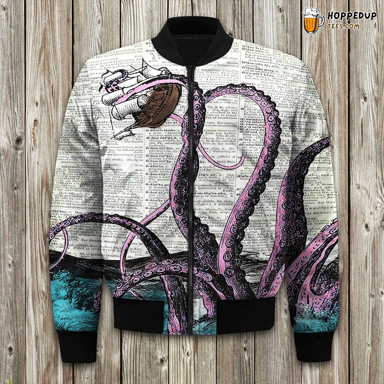 Kraken Octopus Art Unique Winter Bomber Jacket Sea Inspired Look