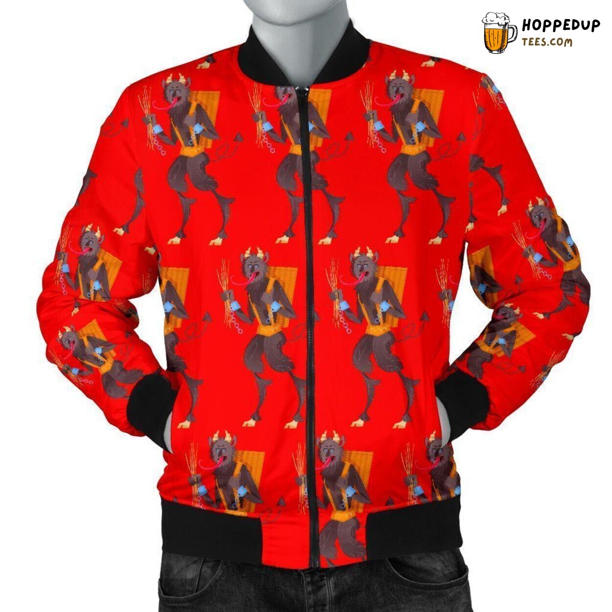 Krampus Festive Legend Men’s Bomber Jacket Unique Pattern Design Display Art