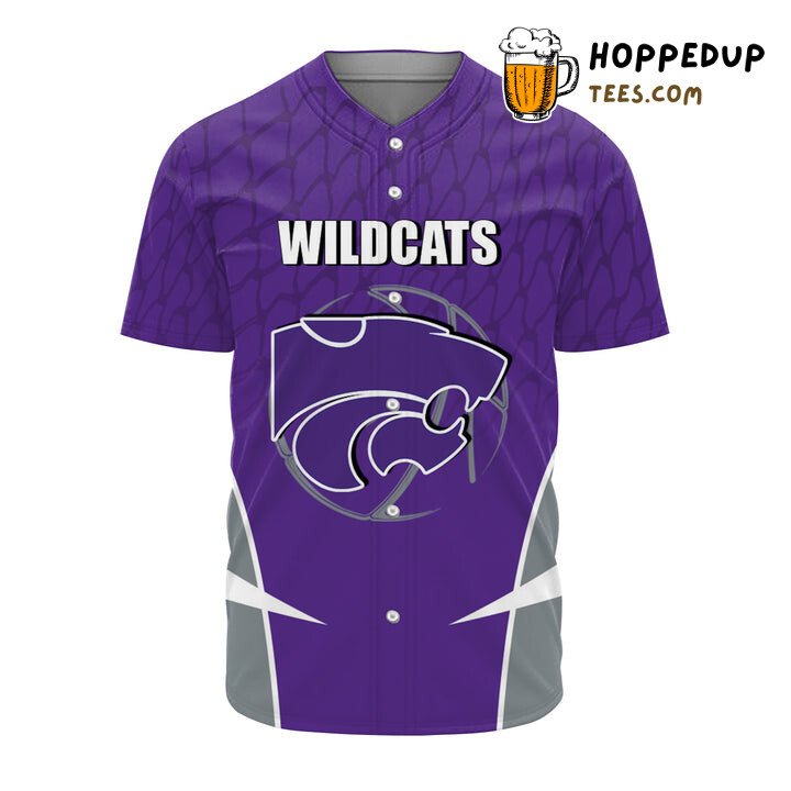 KSU Wildcats Custom Silver Purple Baseball Jersey Unisex Athletic Apparel KSU Wildcats Custom Silver Purple Baseball Jersey Unisex Athletic Apparel