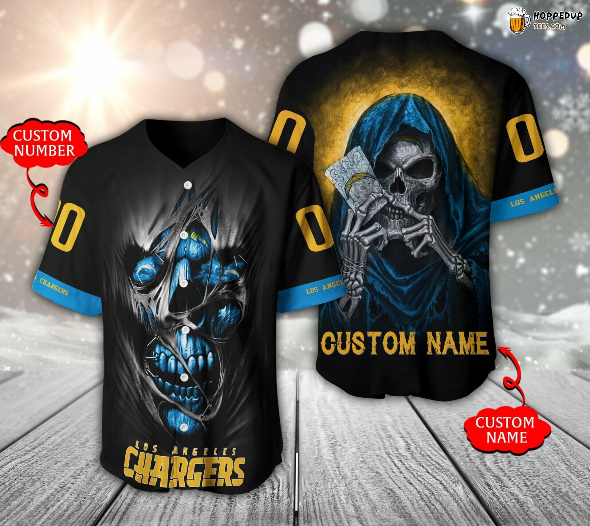 LA Chargers Skull Custom Unisex NFL Baseball Jersey Personalized Edge