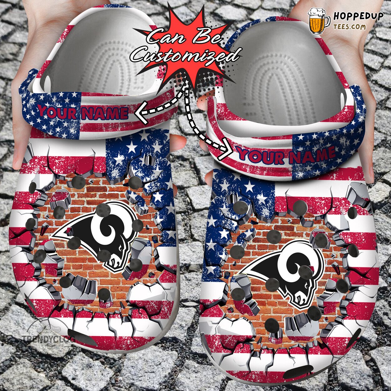 LA Rams Football American Flag Wall Art Personalized Clog Shoes