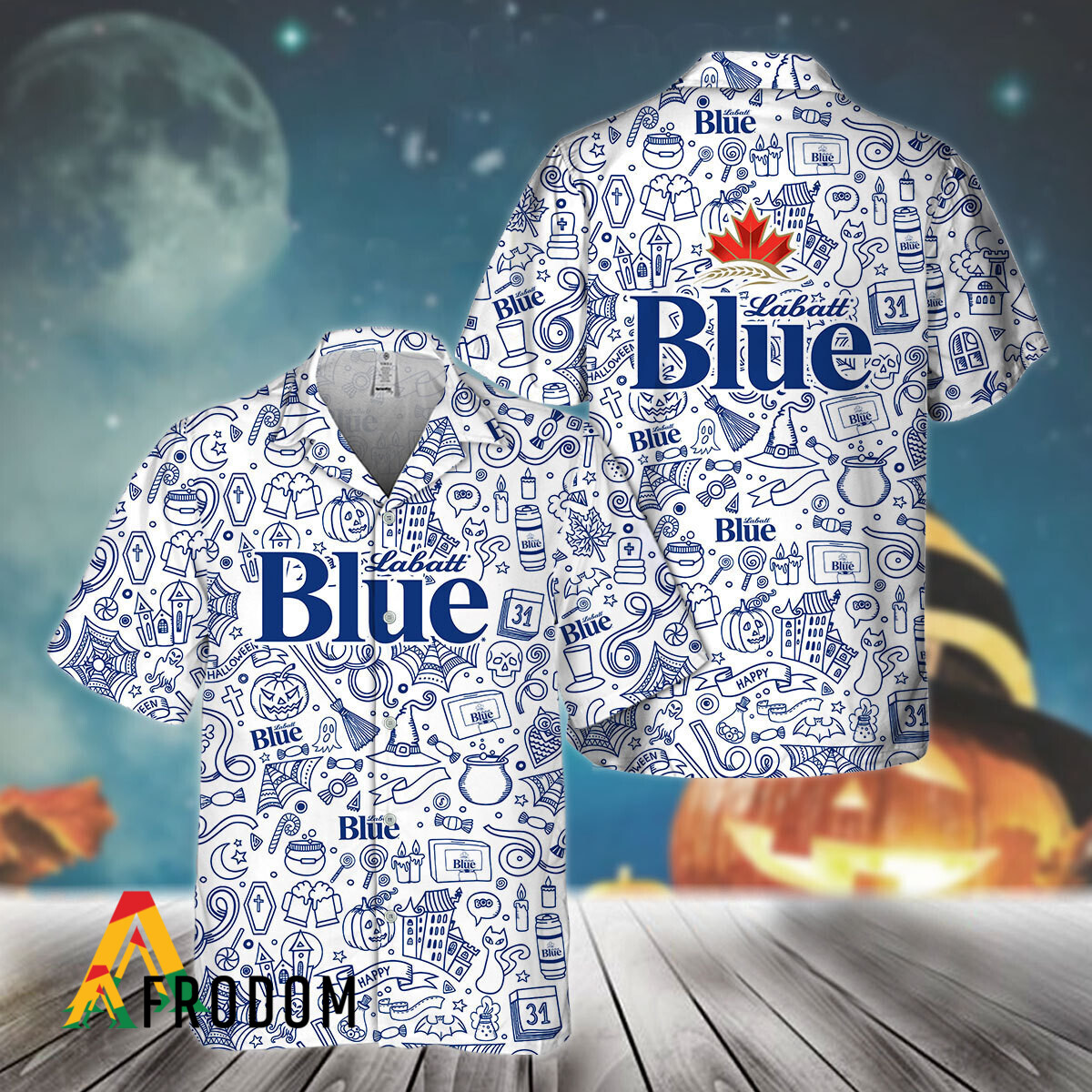 Labatt Blue Beer Doodle Art Hawaiian Shirt HU