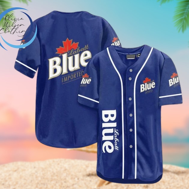 Labatt Blue Beer Themed Blue Baseball Jersey HU