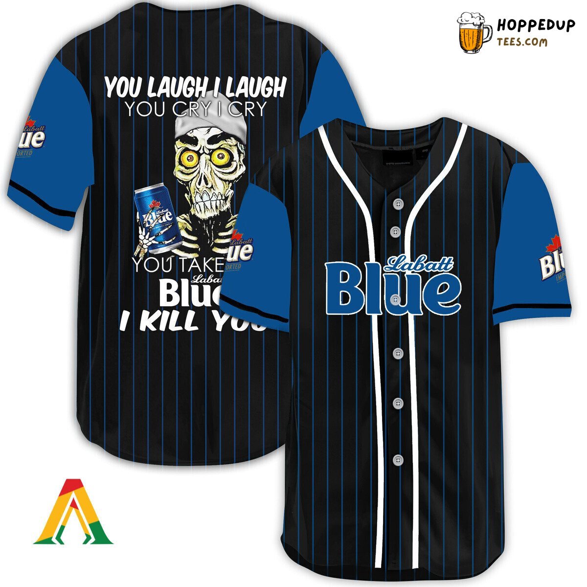 Labatt Blue Defender Baseball Jersey Unique Laugh Cry Themed Design Look