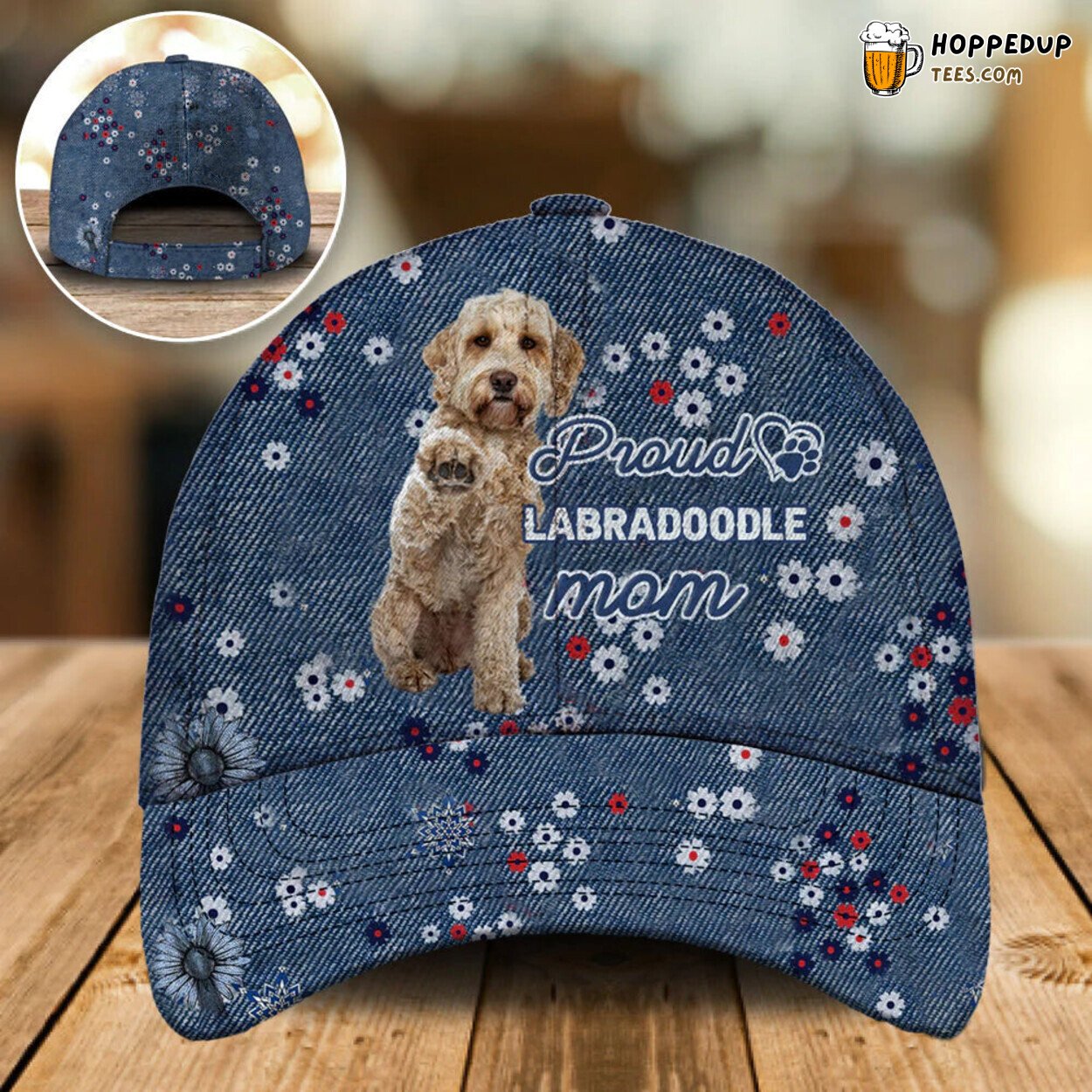 Labradoodle Mom Baseball Hat Floral Pattern Unique Dog Lover Design Cap