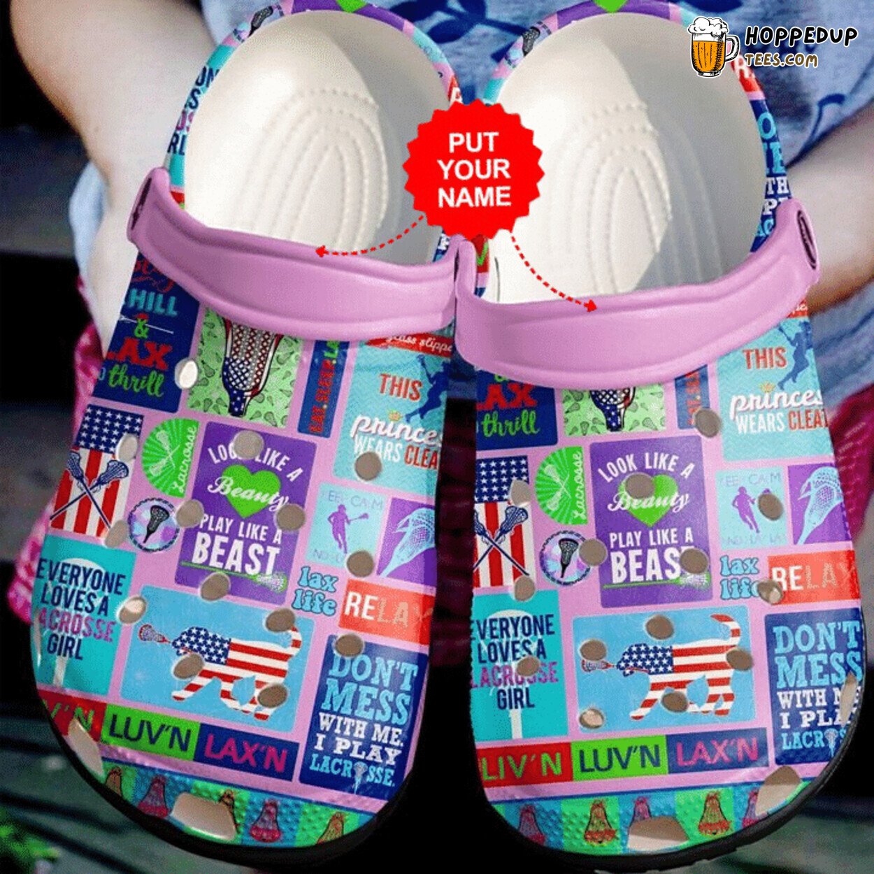 Lacrosse Girl Colorful Theme Comfortable Clogs Sports Inspired Shoes