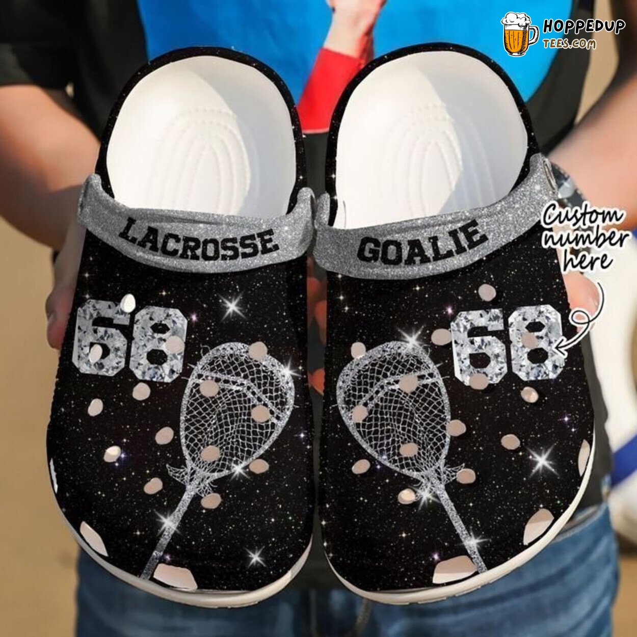 Lacrosse Personalized Goalie Diamond Theme Classic Comfortable Clogs