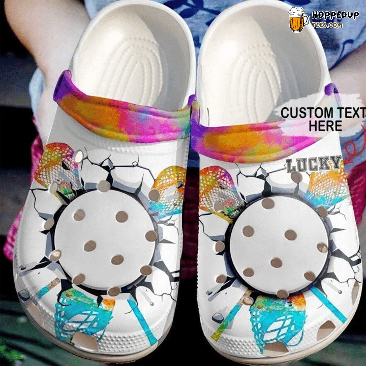 Lacrosse Themed Personalized Crack Classic Comfortable Clogs Shoes