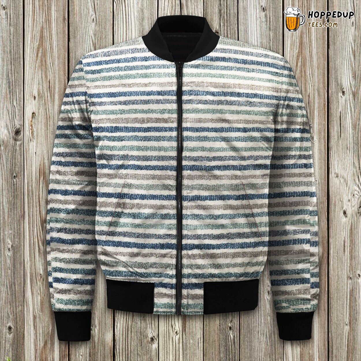 Laguna Boardwalk Stripe Blue Bomber Jacket