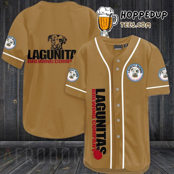 Lagunitas Brewing Brown Themed Baseball Jersey Distinctive Style Look