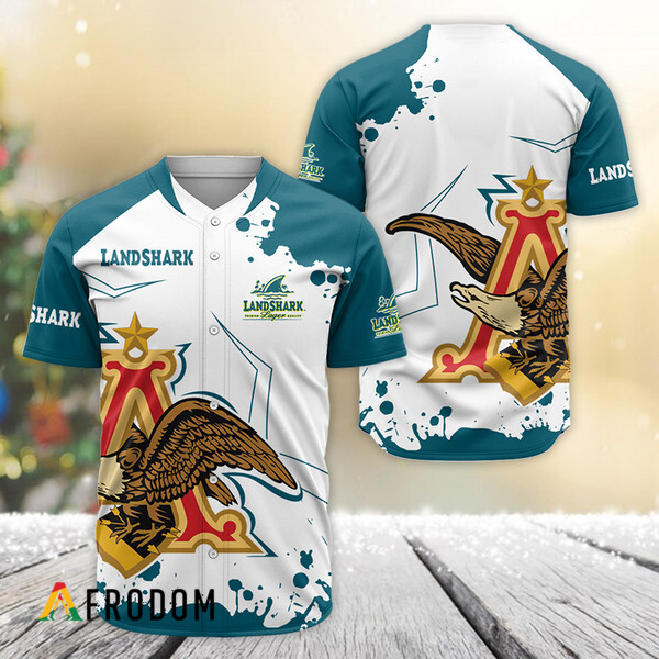 Landshark Lager Beer Anheuser Eagle Logo Baseball Jersey HU Landshark Lager Beer Anheuser Eagle Logo Baseball Jersey HU