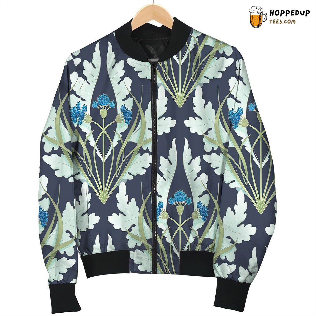 Large Victorian Cornflower Damask Bomber Jacket
