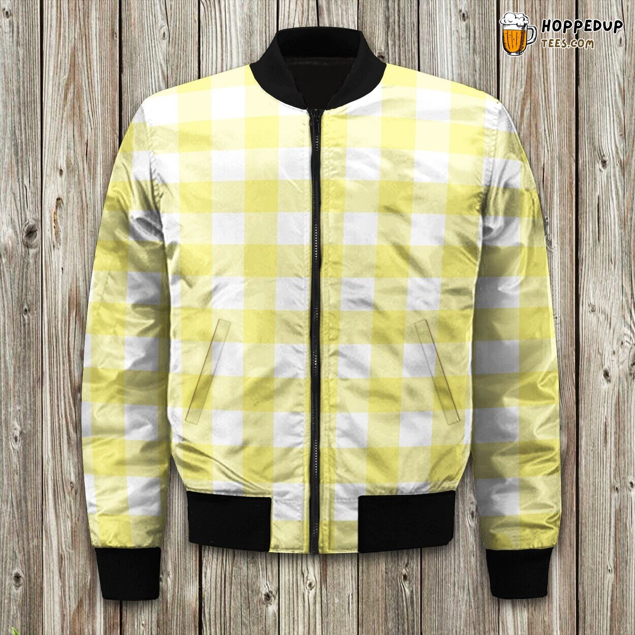 Large Yellow Buffalo Check Gingham Bomber Jacket