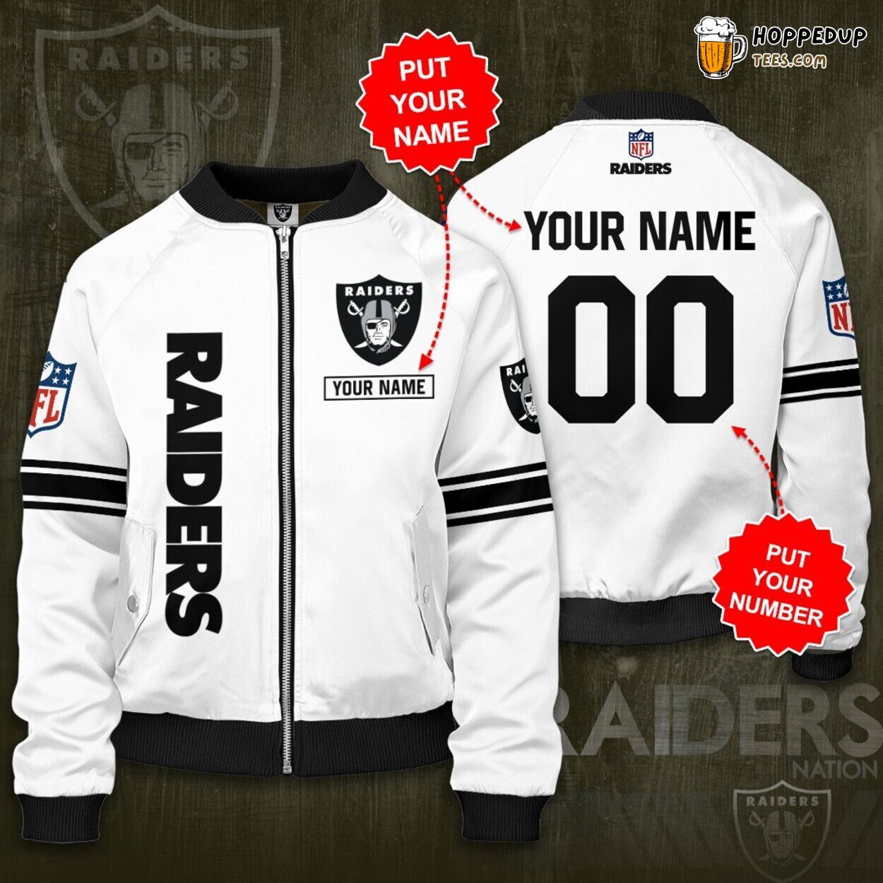 Las Vegas Raiders Customizable Signature Bomber Jacket Design