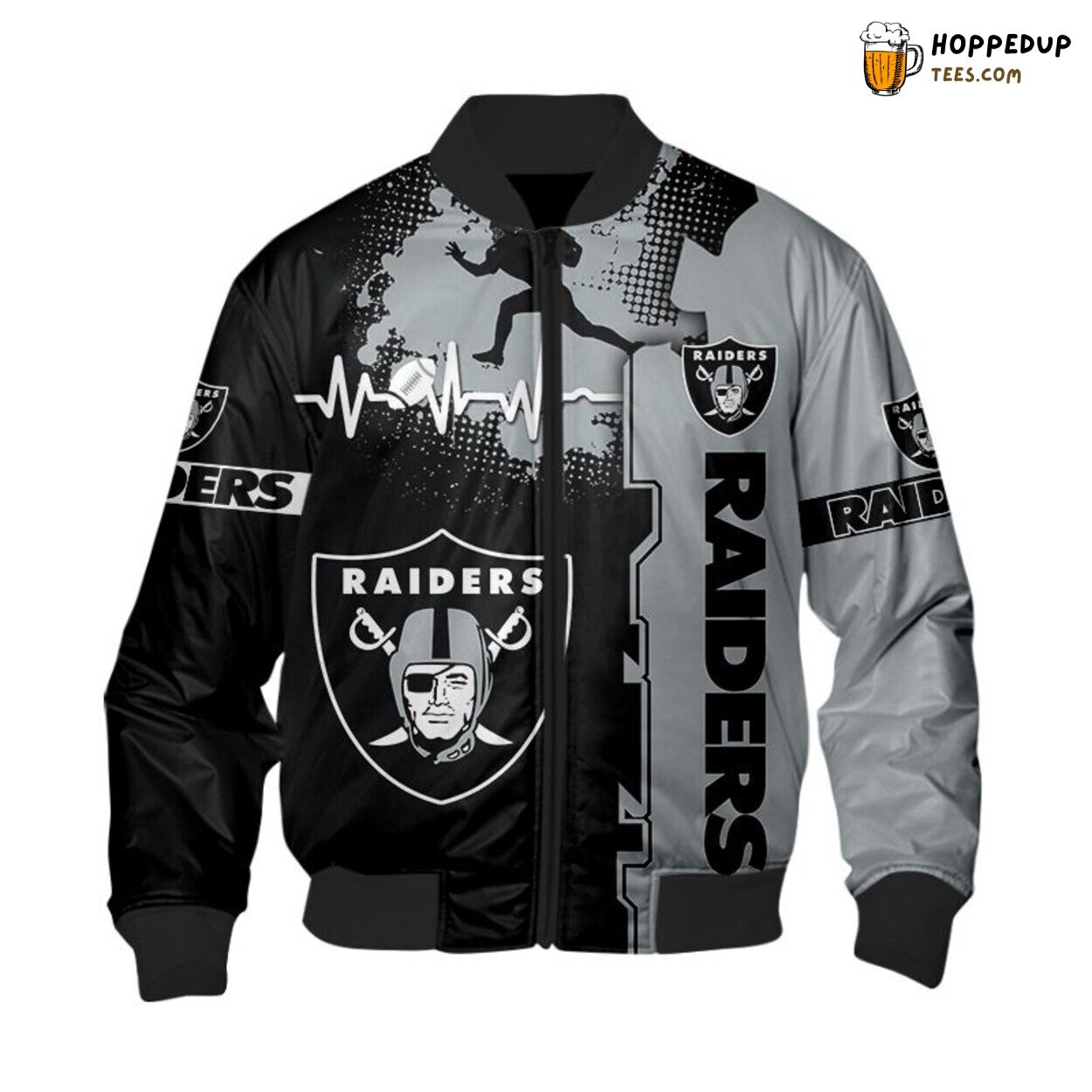 Las Vegas Raiders ECG Heart Line Graphic Exquisite Bomber Jacket