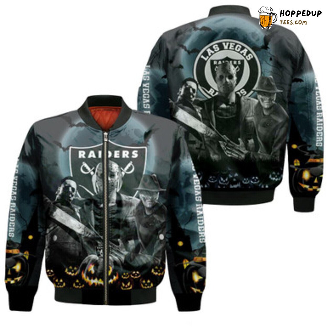Las Vegas Raiders Halloween Horror 3D Bomber Jacket Hoodie Shirt Combo