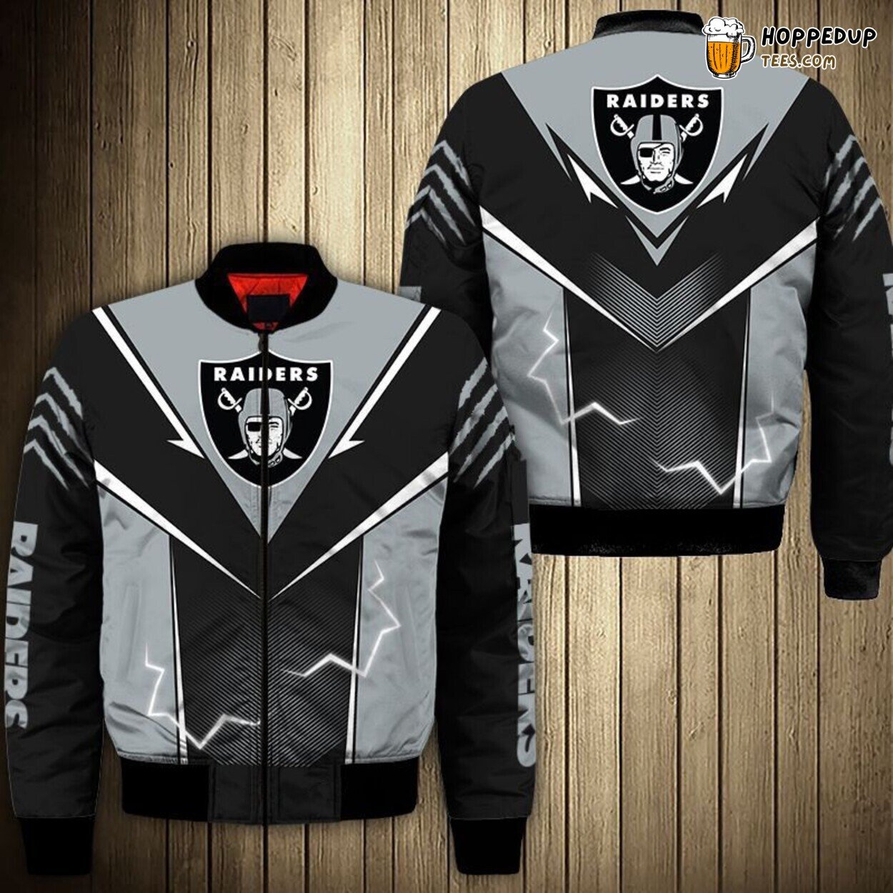 Las Vegas Raiders Lightning Graphic Bomber Jacket Ideal for Men