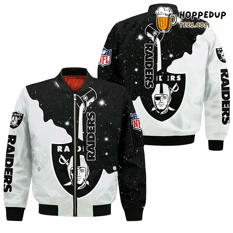 Las Vegas Raiders NFL Bomber Jacket in Silver and Black Theme