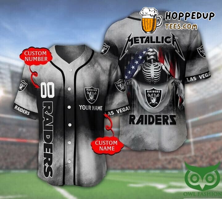 Las Vegas Raiders NFL Silver Baseball Jersey Custom Name Number Style