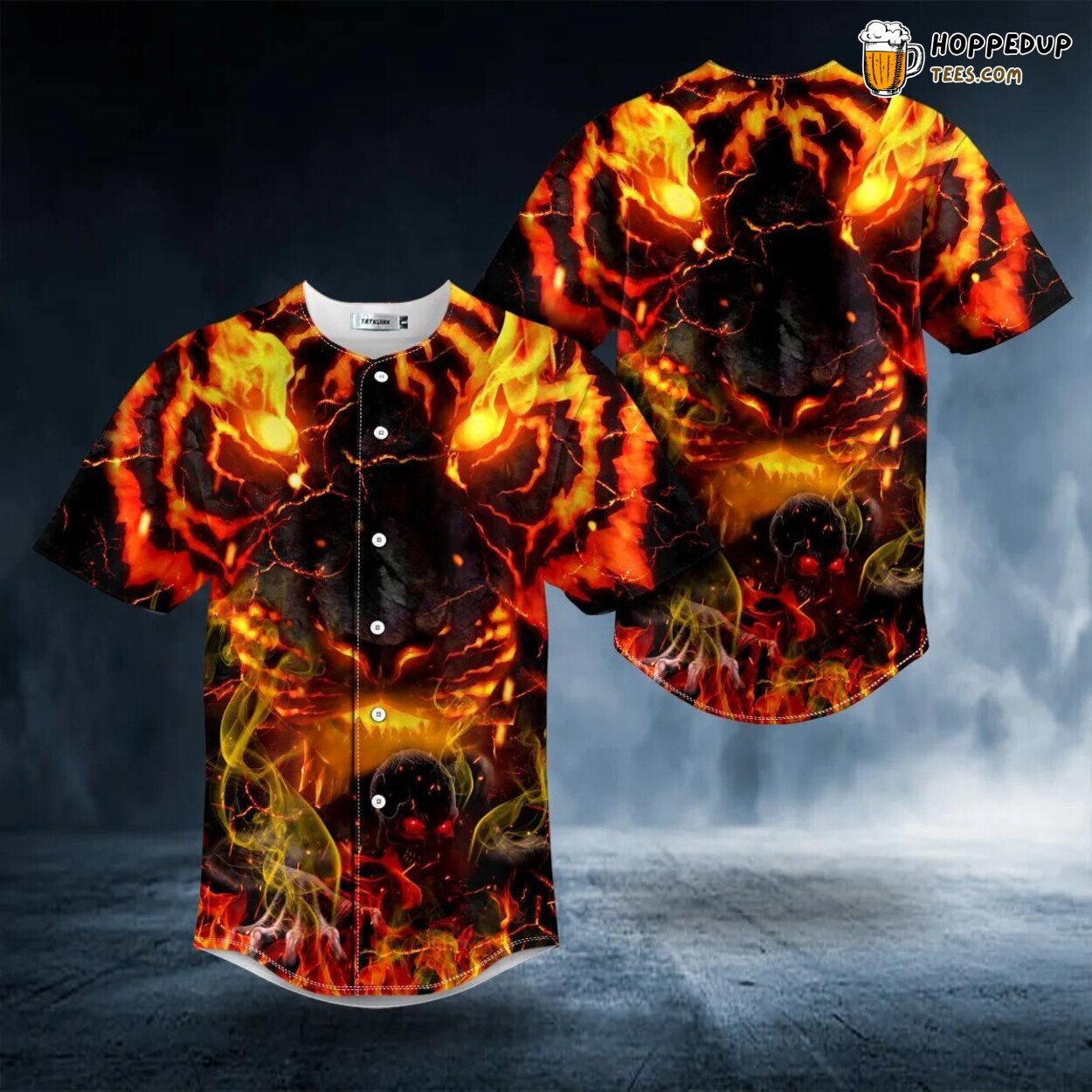 Lava Lion Zombie Ghost Flaming Skull Baseball Jersey Unique Design