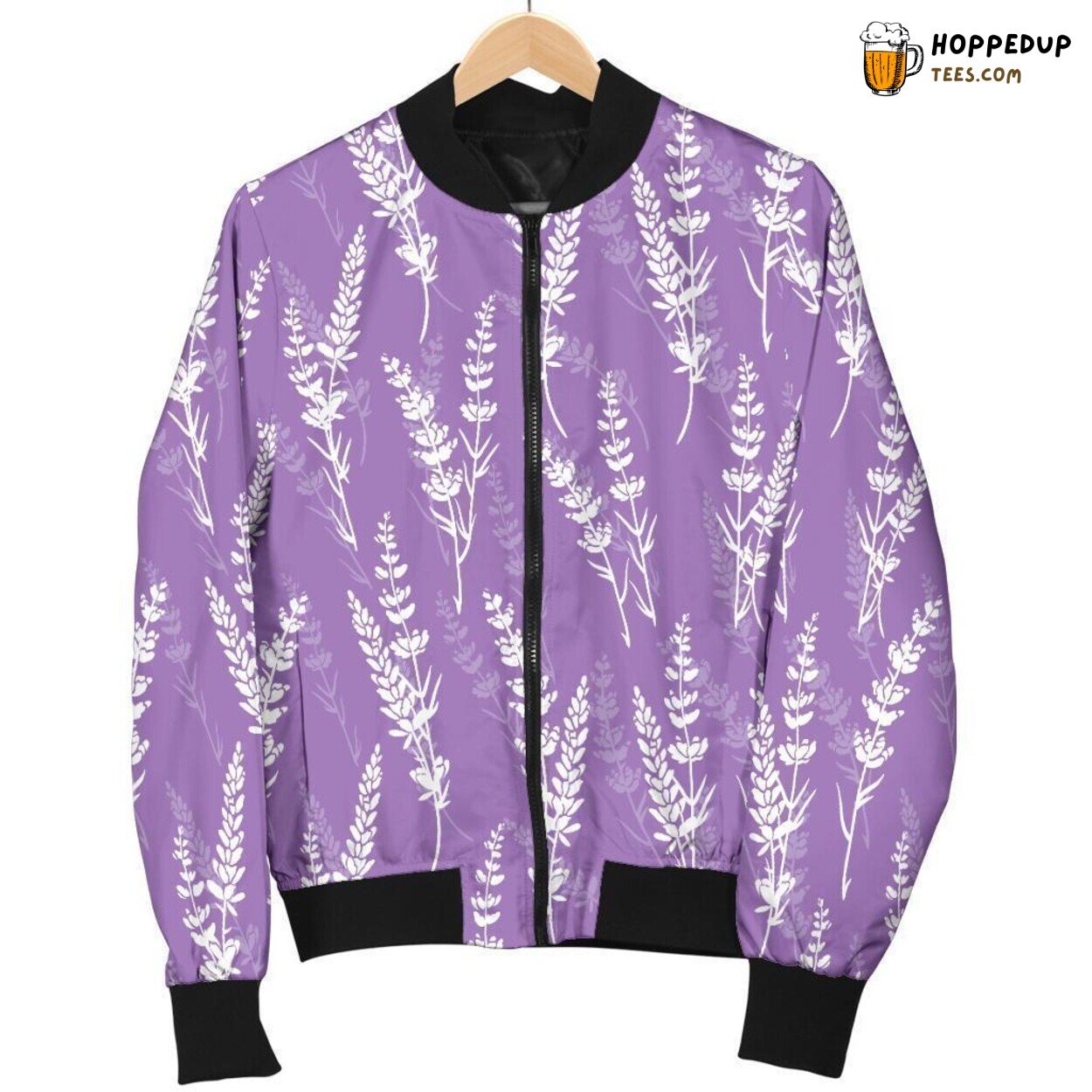 Lavender Blooms in Nature Men’s Bomber Jacket Unique Design Pattern Essence