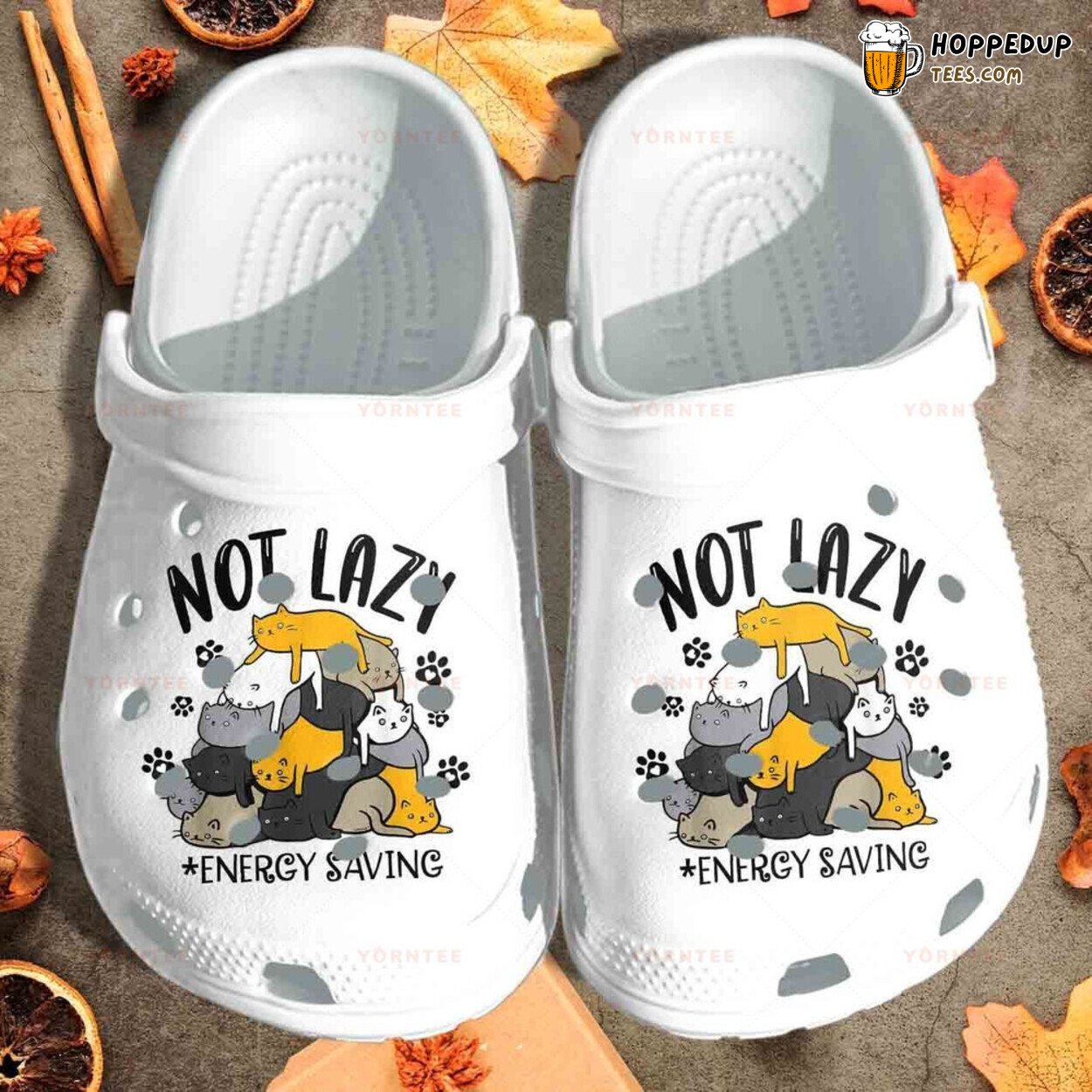 Lazy Cat Not Lazy Energy Saving White Lover Gift Comfortable Rubber Clogs
