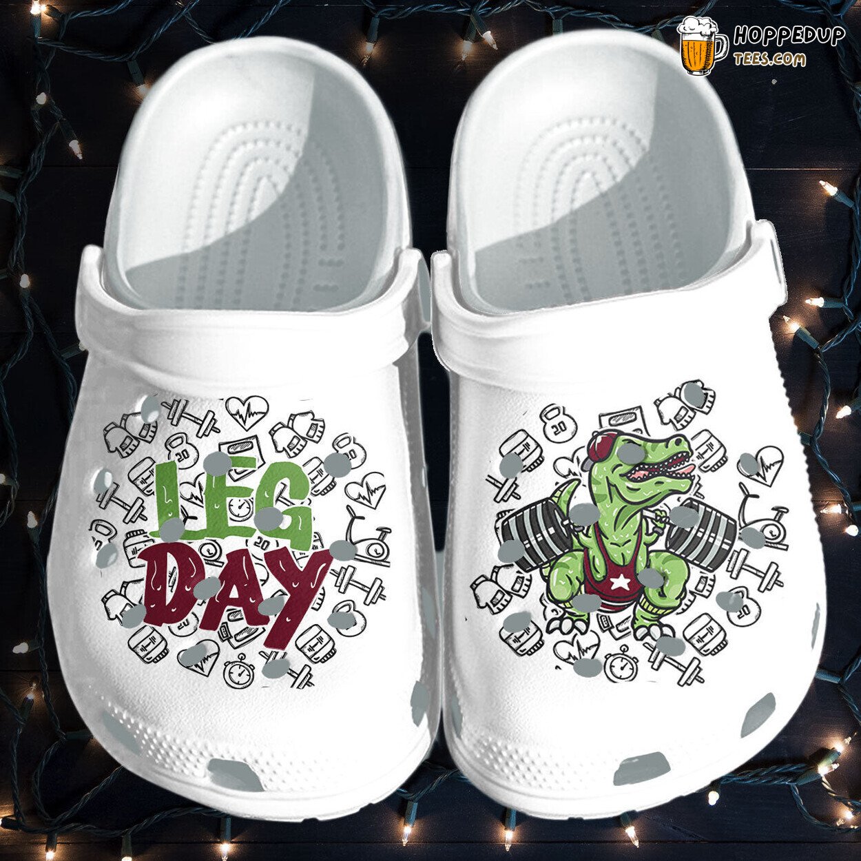 Leg Day Gym Croc Shoes Dinosaur Gym Deadlift Design Comfortable Clogs