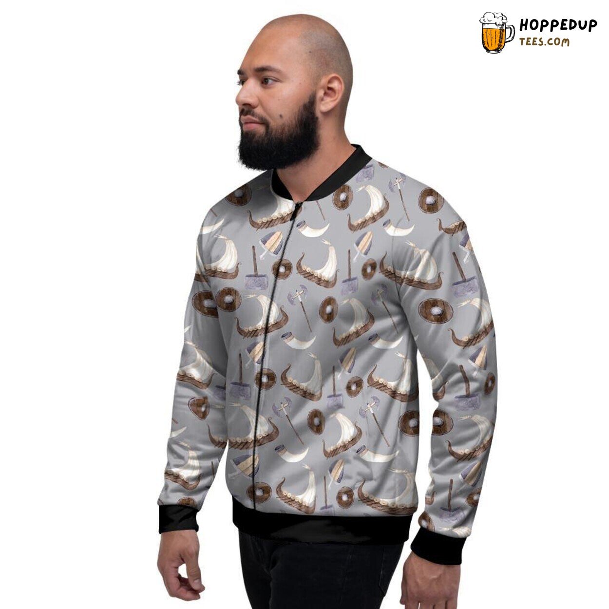 Legendary Drakkar Viking Ship Display Men’s Bomber Jacket Norse Nautical Legacy