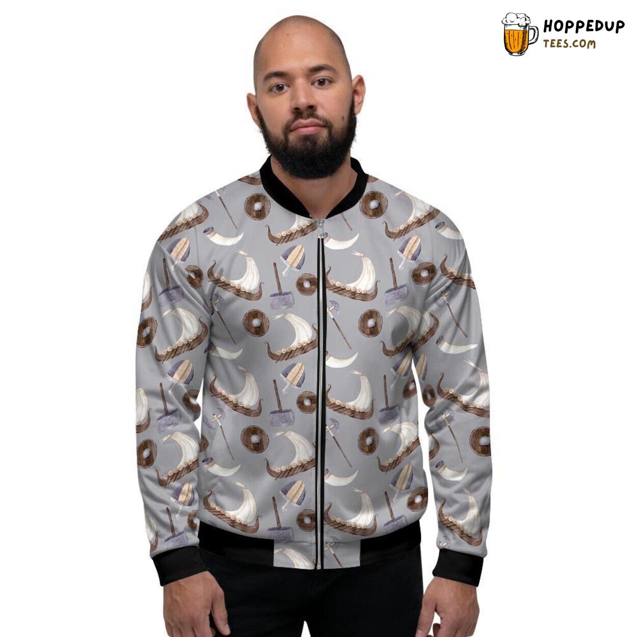 Legendary Drakkar Viking Ship Display Men’s Bomber Jacket Norse Nautical Legacy