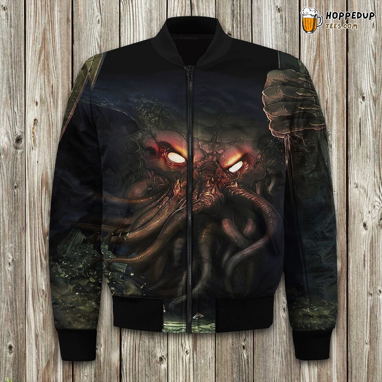 Legendary Kraken Design Winter Bomber Jacket Mythical Sea Creature Style