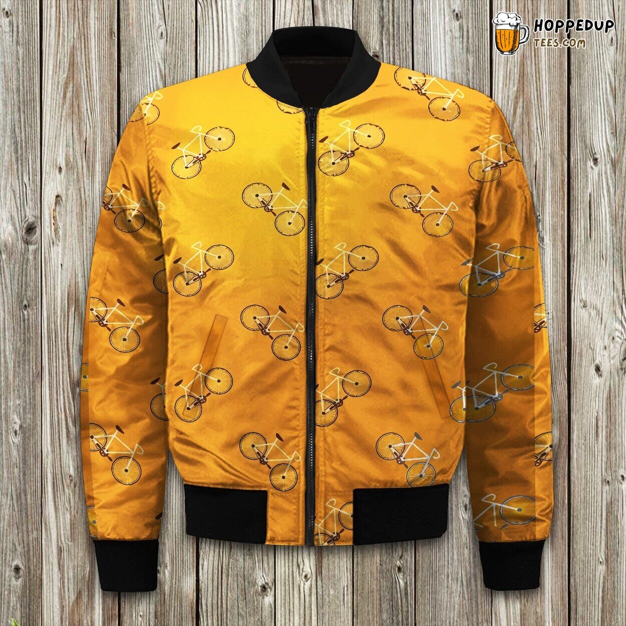 Leisurely Ride Bicycle Theme Winter Bomber Jacket Adventure Chic Fashion