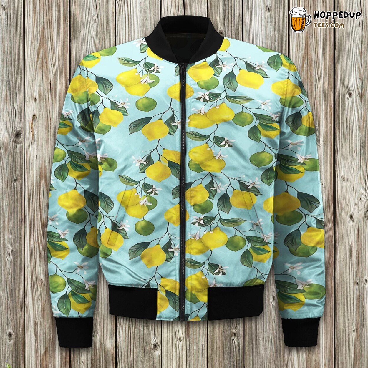 Lemon Pattern Print Design Bomber Jacket