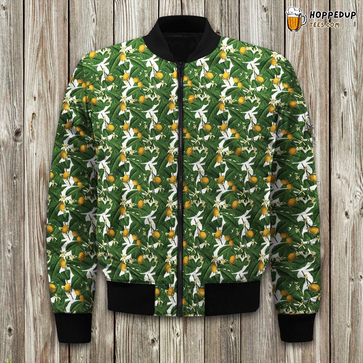 Lemon Tree Pattern Bomber Jacket