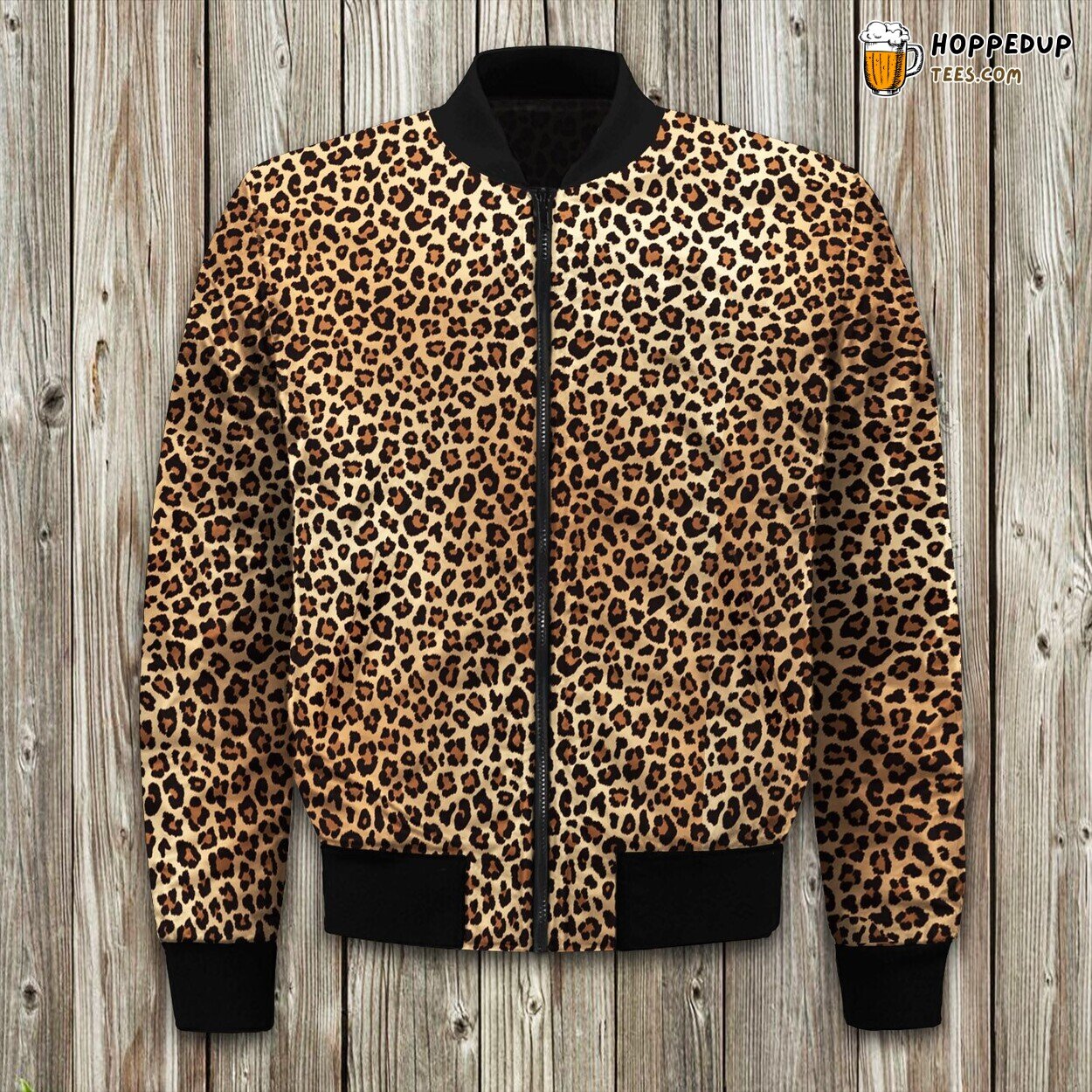 Leopard Coffee Color Winter Bomber Jacket Exotic Stylish Blend