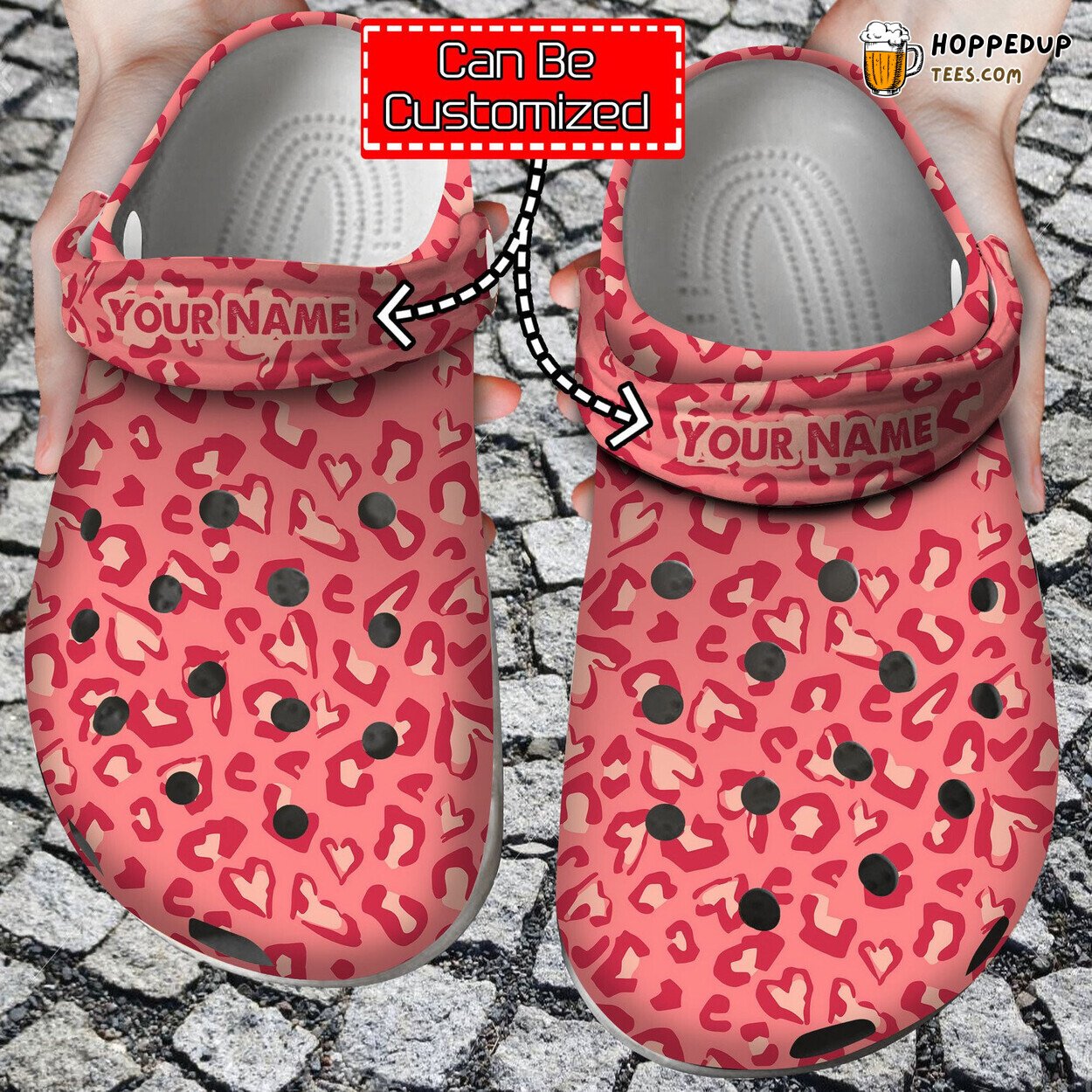 Leopard Heart Print Personalized Pattern Comfortable Unique Clogs