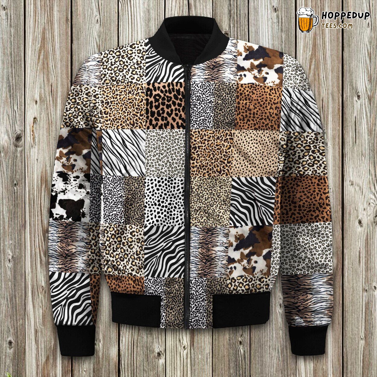 Leopard Zebra Stripe Bomber Jacket