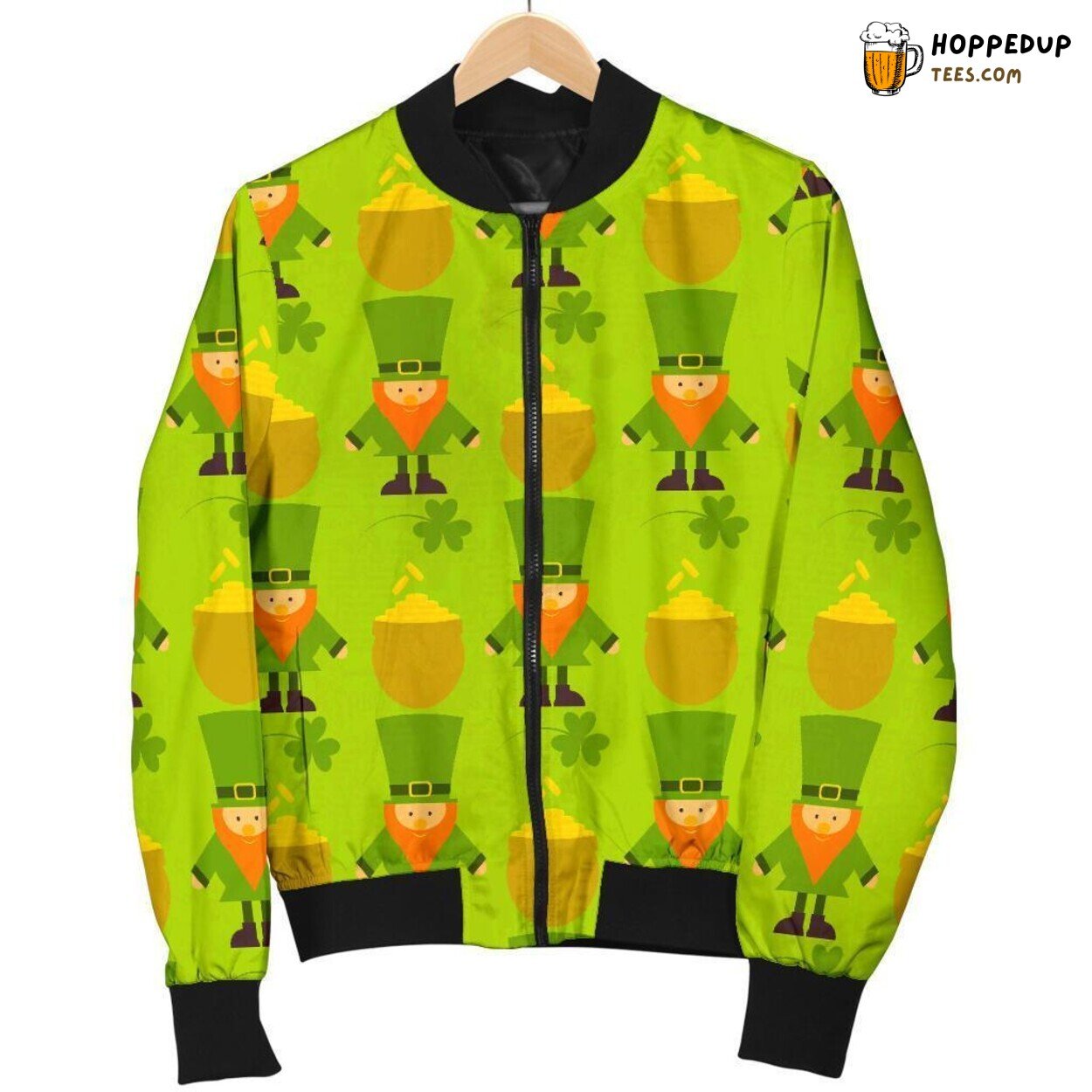 Leprechaun Celebration St Patricks Day Men’s Bomber Jacket Unique Pattern Art
